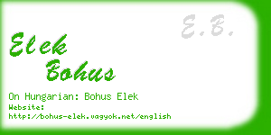 elek bohus business card